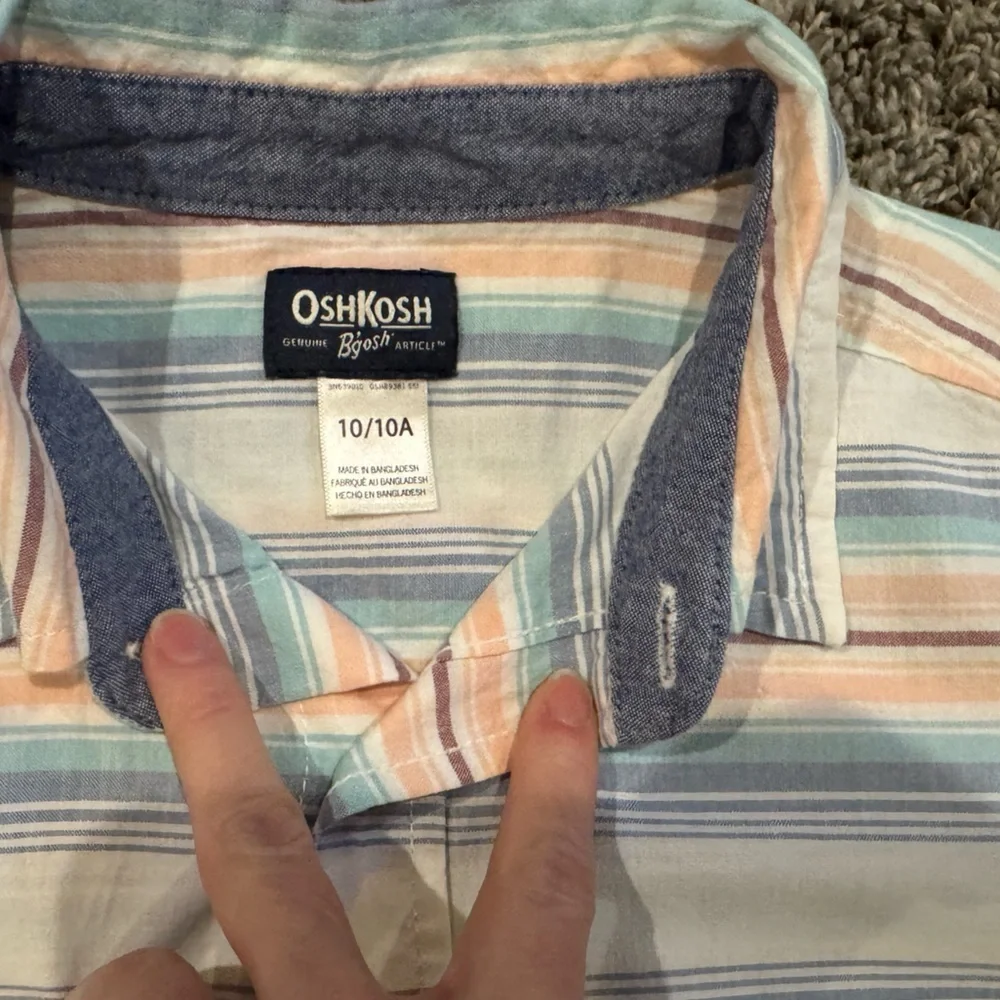 Oshkosh boys striped short sleeve button up shirt, size 10
